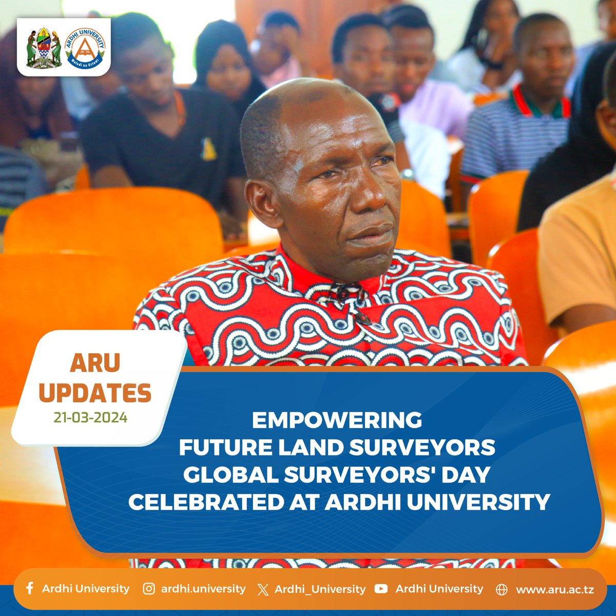 On March 21st, 2024, Ardhi University celebrated "Global Surveyors' Day" hosted by the IST Young Surveyors' Network in collaboration with the Institution of Surveyors of Tanzania (IST). The theme was "Sustainable Land Surveying and Mapping for a Better Future."