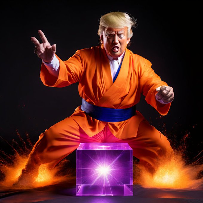 Lever_Finance's tweet photo. Goku Trump is back! Shilling his $BLOCK.

You know what time it is. Grind Time!
Don't fade!

$BLOCK | @GetBlockGames

$GMRX  | @GaiminIo

$PARAM| @ParamLaboratory https://t.co/YtUHgoR8gJ