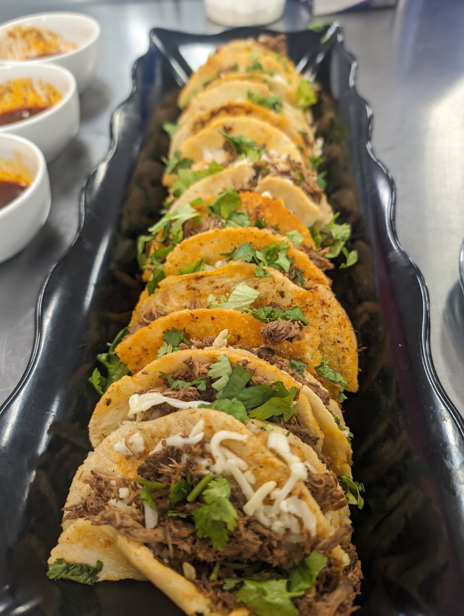 The_ChefX's tweet photo. We have officially closed out sandwich week in #NHSCulinary, students made their own sandwich bread, then excited some new &amp; some favorite sandwiches! Sandwiches included; Monte Cristo, Birria Tacos, Black Bean Burgers &amp; Roasted Tomato Grilled Grilled Cheese #OneChatham https://t.co/0voAmfWMna