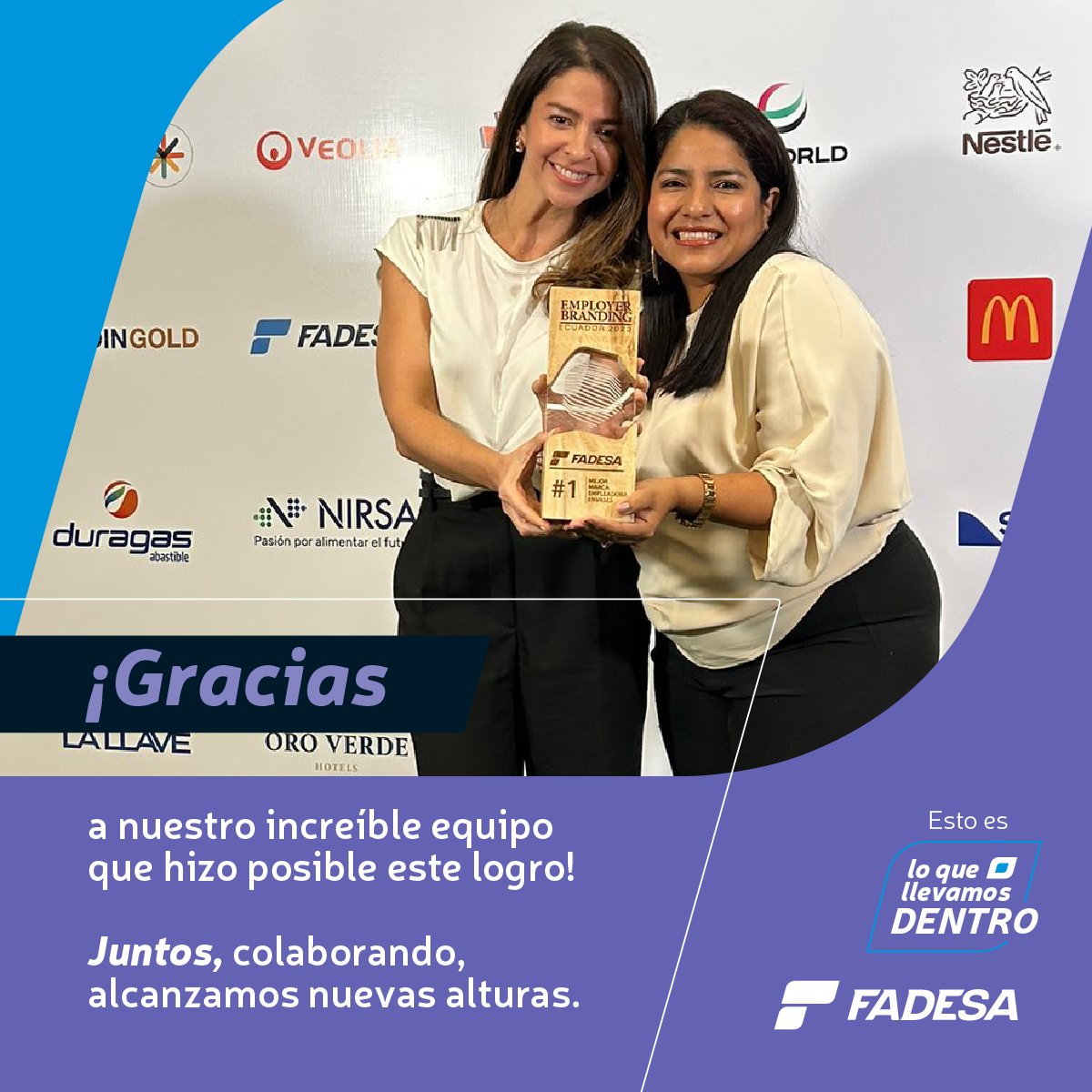 ¡Celebremos juntos! 🎉 Fadesa ha sido galardonada como la mejor marca empleadora de Ecuador en la categoría de envases  en los Premios 360 de Evaluación de Empresas 2024.  Este logro es el resultado del arduo trabajo y la dedicación de nuestro excepcional equipo.