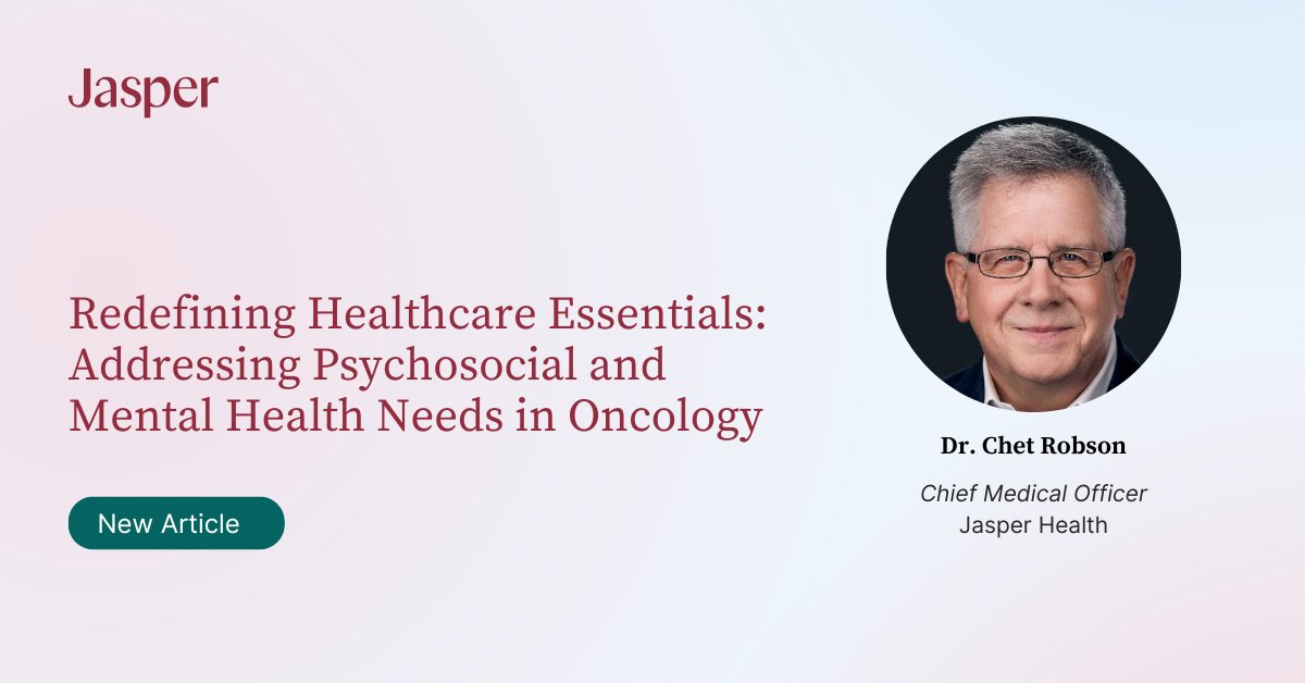 In our latest blog Dr. Chet Robson, Chief Medical Officer at Jasper Health, discusses why addressing psychosocial and mental health needs in #oncologycare is not just 'nice to have,' but essential for better outcomes and patient satisfaction. Read now: hubs.la/Q02qtlmT0