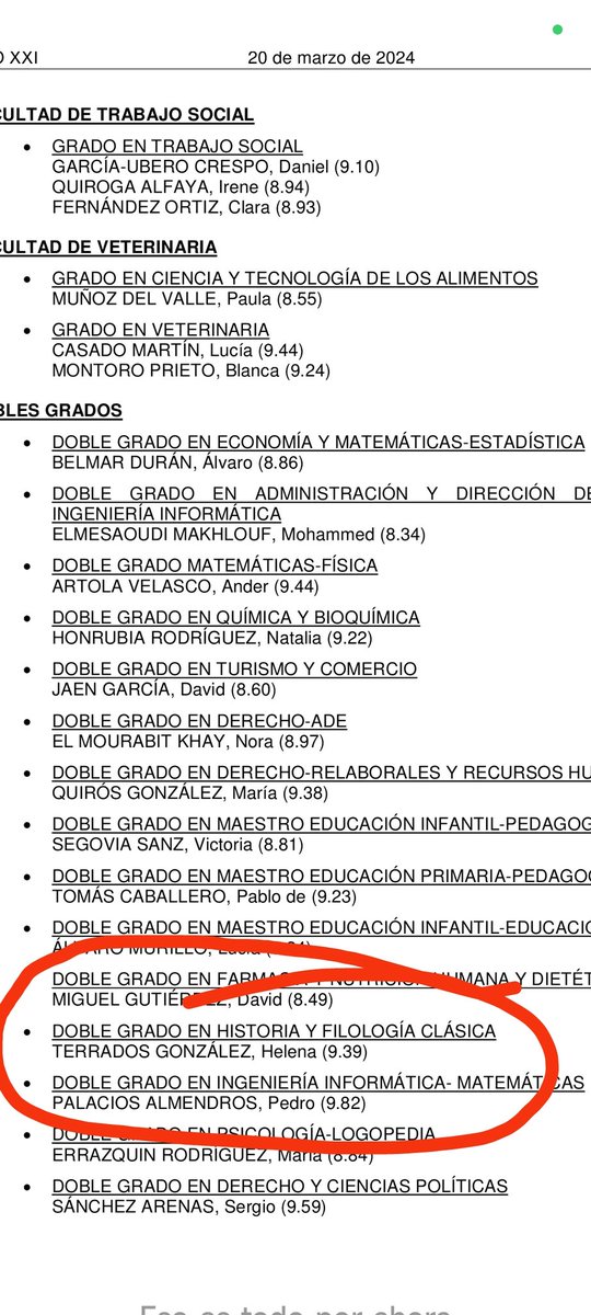Mi hija ha obtenido el Premio Extraordinario de Fin de Grado en el Doble Grado de filología Clásica e Historia 💪💪💪👏👏👏🎉🎉.. Así que estoy oblongo.. Es decir que me vale saltarme que rodearme