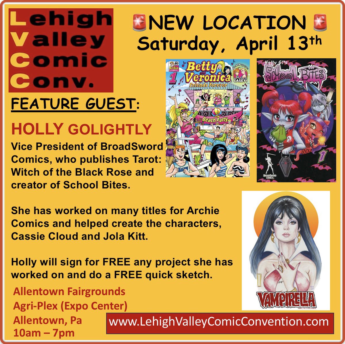 Sat 4/13 Guest - HOLLY GOLIGHTLY will sign for FREE any project she has worked on & do a FREE quick sketch. Details @ LehighValleyComicConvention.com @ComicBook @TheCBCL @ericwhiteback #archie #ComicArt #comicartist #Collectibles #comicbook #comicbookart #comicbooks #Collector #comics
