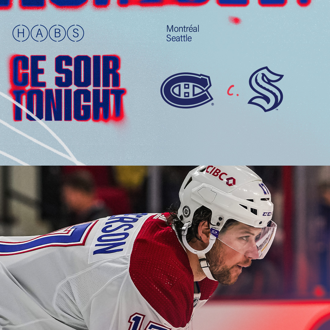 Jour de match! It's game day! 📍 Climate Pledge Arena 🕖 21 h / 9:00 p.m. 📺 RDS / TSN2 📻 98,5 fm / TSN 690 #GoHabsGo