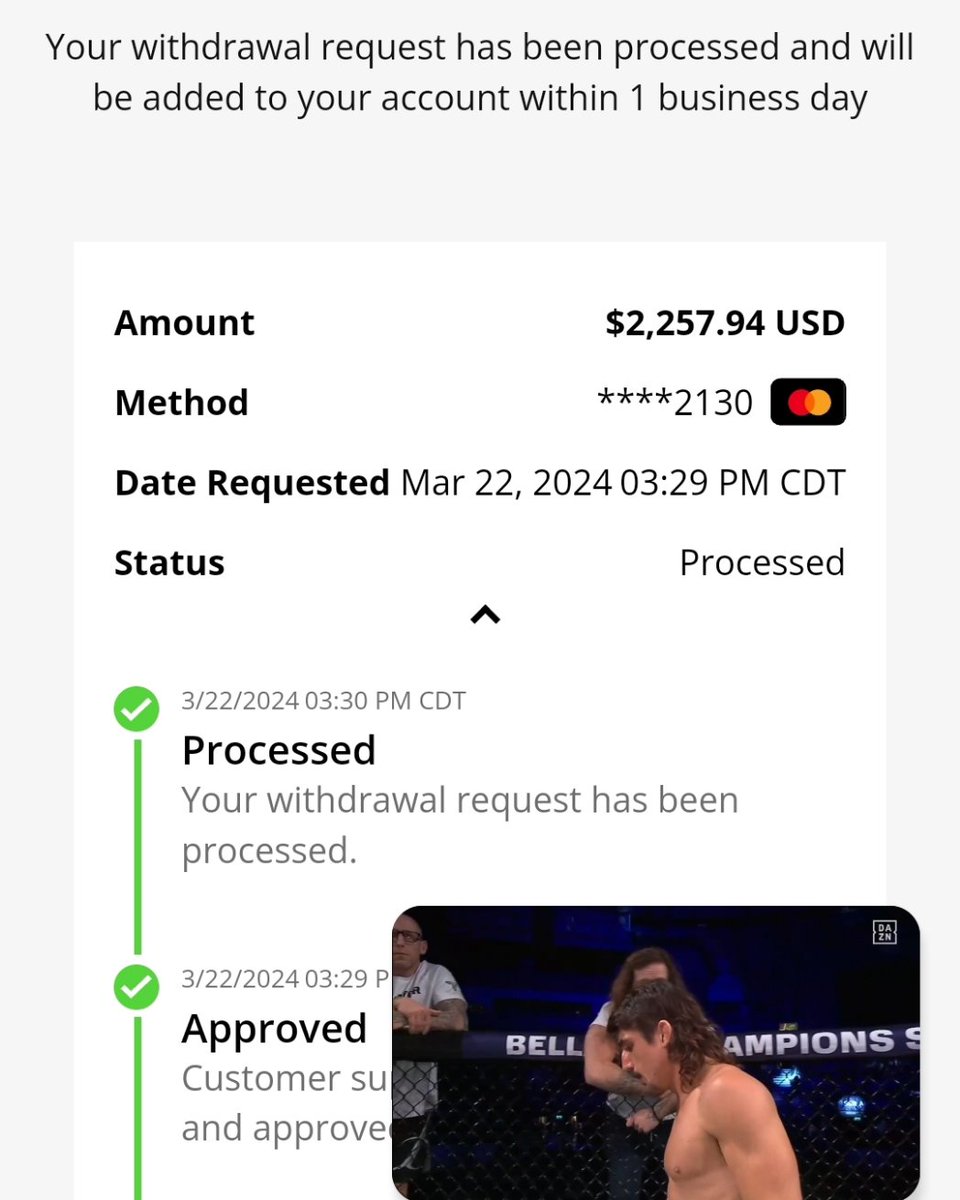 fightinguru's tweet photo. Already made 4x my money back and nights still young we got fights tomorrow to. Ask how to sign up for big same day profits but any sports books of your choosing. #mmaparlayking #fightinguru #bigwincasino #investment #ufc #PFLvsBellator #UFC300 #parlaywin #underdog #investments https://t.co/eQgRrfGHT0