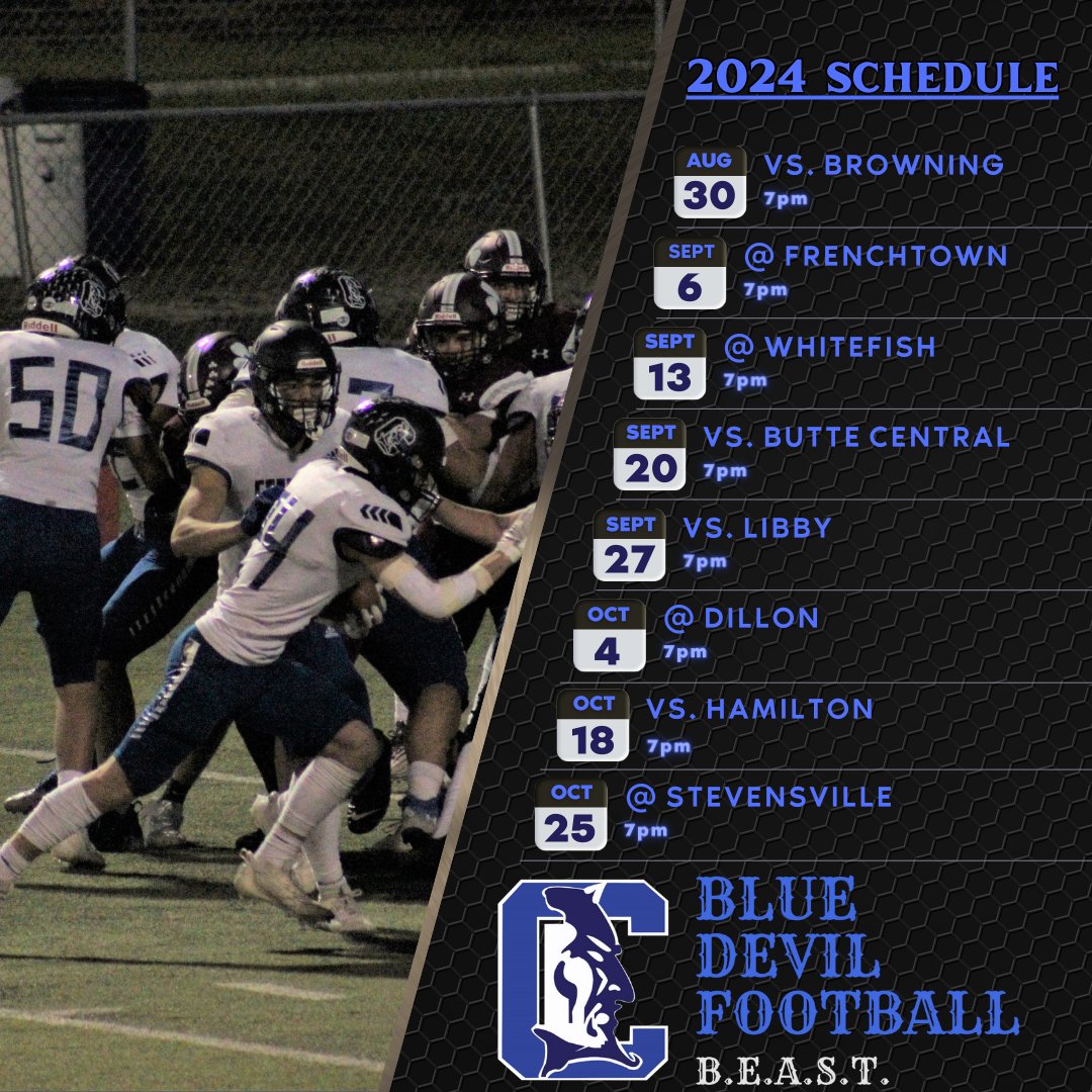 IT'S OFFICIAL! Thanks again to everyone that made the 2023 Season a tremendous and memorable year, and it's time to start getting excited for another fun season! Stay tuned for more updates coming out from Blue Devil social media this Spring🏈