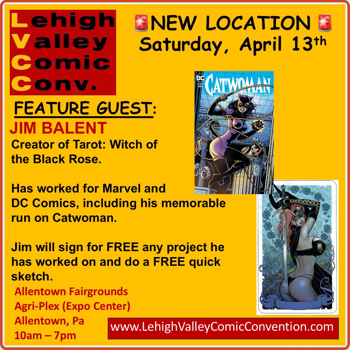 Sat 4/13 Guest - JIM BALENT will sign for FREE any project he has worked on & do a FREE quick sketch. Details @ LehighValleyComicConvention.com #catwoman #ComicArt #comicartist #Collectibles #comicbook #comicbookart #comicbooks #Collector #comics @CBNostalgia @CoolComicArt @ComicFGT