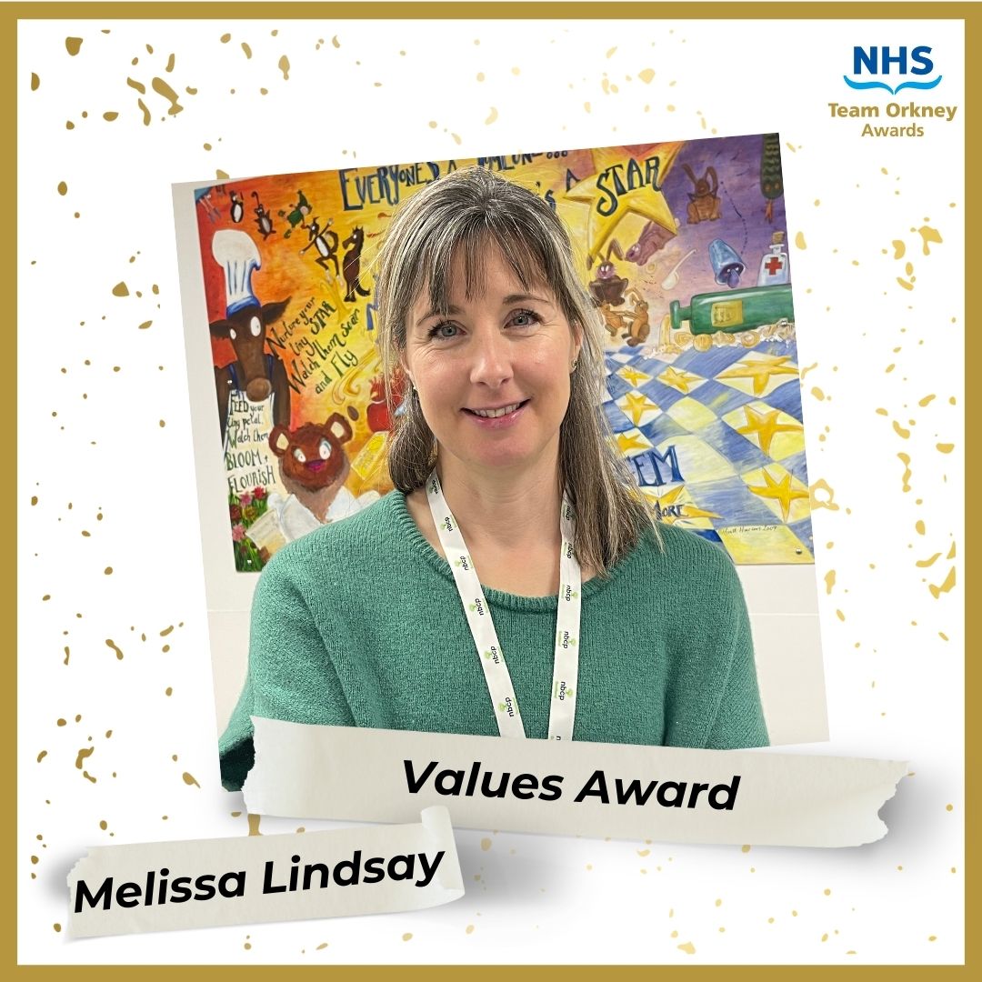 The next award is the “Values Award” and it goes to Melissa Lindsay! Congratulations!

And a huge well done to the runners up, Iain Gray and Leanne Peters &amp; Vanessa Dransfield.

#TeamOrkneyAwards