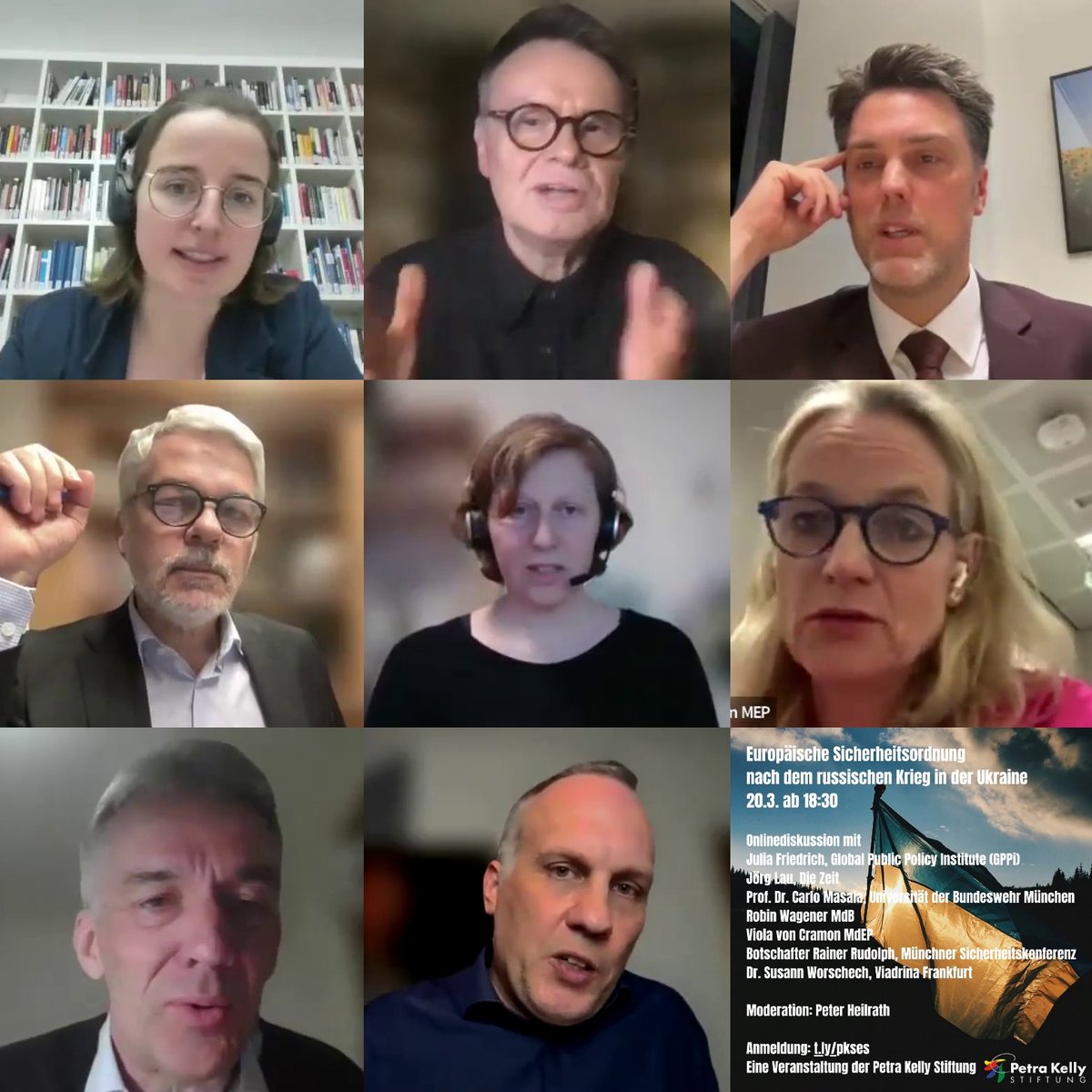 Danke für die Diskussion über 'Europäische Sicherheitsordnung nach dem russ. Krieg in der Ukraine' am 20.3.: @kelly_stiftung, @ja_friedrich, @joerglau, @CarloMasala1, @robinwagener, @ViolavonCramon, @SusannWorschech & @rainerrudolph! Das Video: youtu.be/xNVERLjt82E