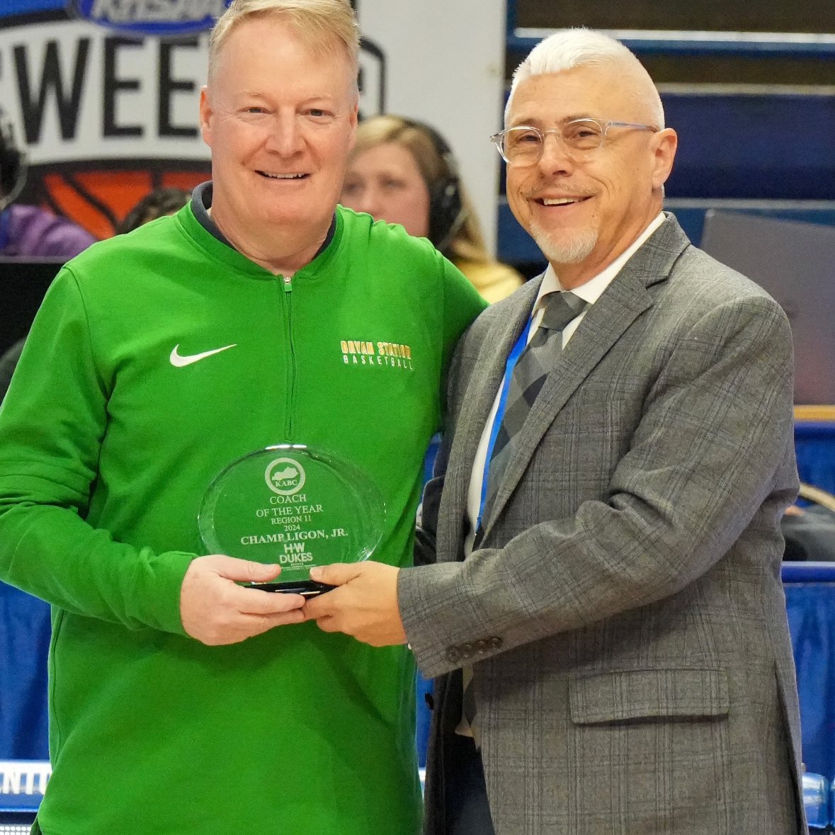 Congrats to Coach Champ Ligon Coach was honored with the KABC 11th Region Coach of the Year Award, presented at the KHSAA Sweet 16 today. @CoachChampLigon