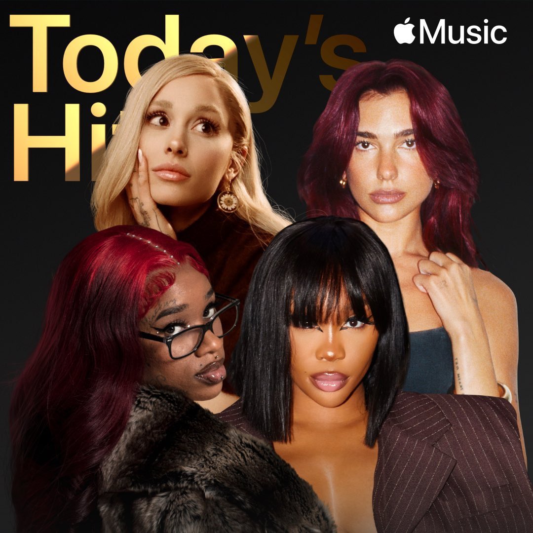 🎵 | @DUALIPA is on the cover of Apple Music’s ‘Today’s Hits’ playlist along with Ariana Grande, SZA, and Sexyy Red to celebrate #WomenHistoryMonth!

— “Training Season” is also at #4 on the playlist in the US apple.co/3x6S617