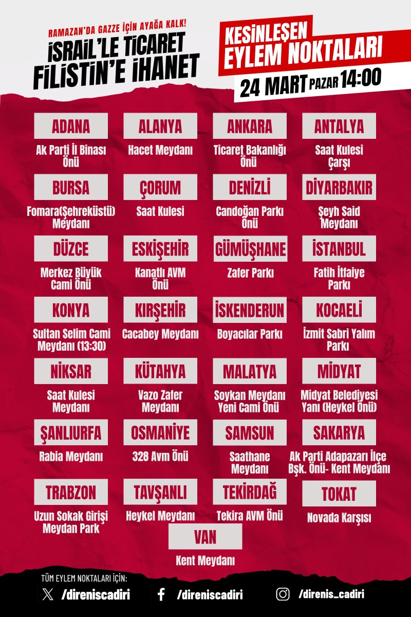 direniscadiri's tweet photo. @ademozkose Gazze soykırıma uğrarken #israilleticaretihanettir diyoruz. 24 Mart Pazar Saat 14'te Türkiye'nin birçok yerinde hiçbir stk ile bağlantılı olmadan inisiyatif alarak ayağa kalkıyoruz. @ademozkose sizi ve takipçilerinizi de bu çabaya destek olmaya davet ediyoruz. https://t.co/SgYefB2t2g