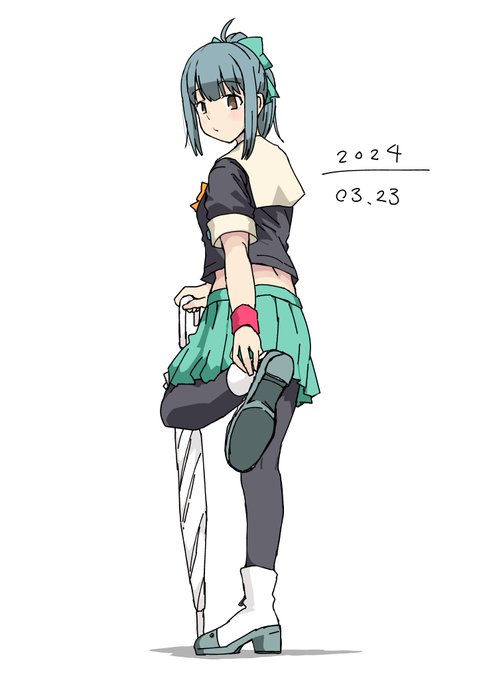 出掛けの夕張さんを描きました 
