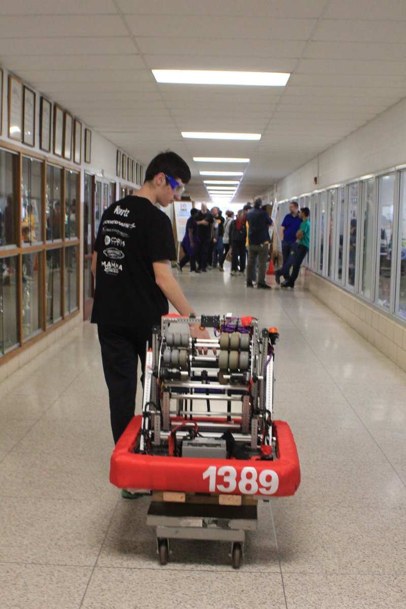 team1389's tweet photo. Excited for this weekend's competition in Owings Mills, Maryland! Our robot McQueen is ready to #CRESCENDO! 
#Vikesbaby @FRCTeams #omgrobots #morethanrobots #robots4everyone #FIRSTINSHOW https://t.co/YDMkHDuo4Z