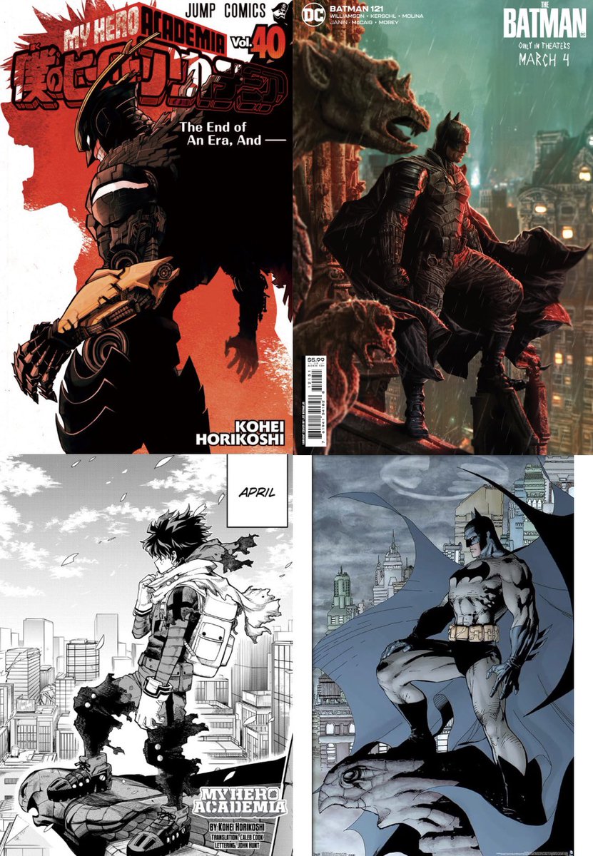 BnHWiki's tweet photo. All Might y Deku con referencias a Batman.
#MyHeroAcademia #BokuNoHeroAcademia https://t.co/k8Z7qlgEei