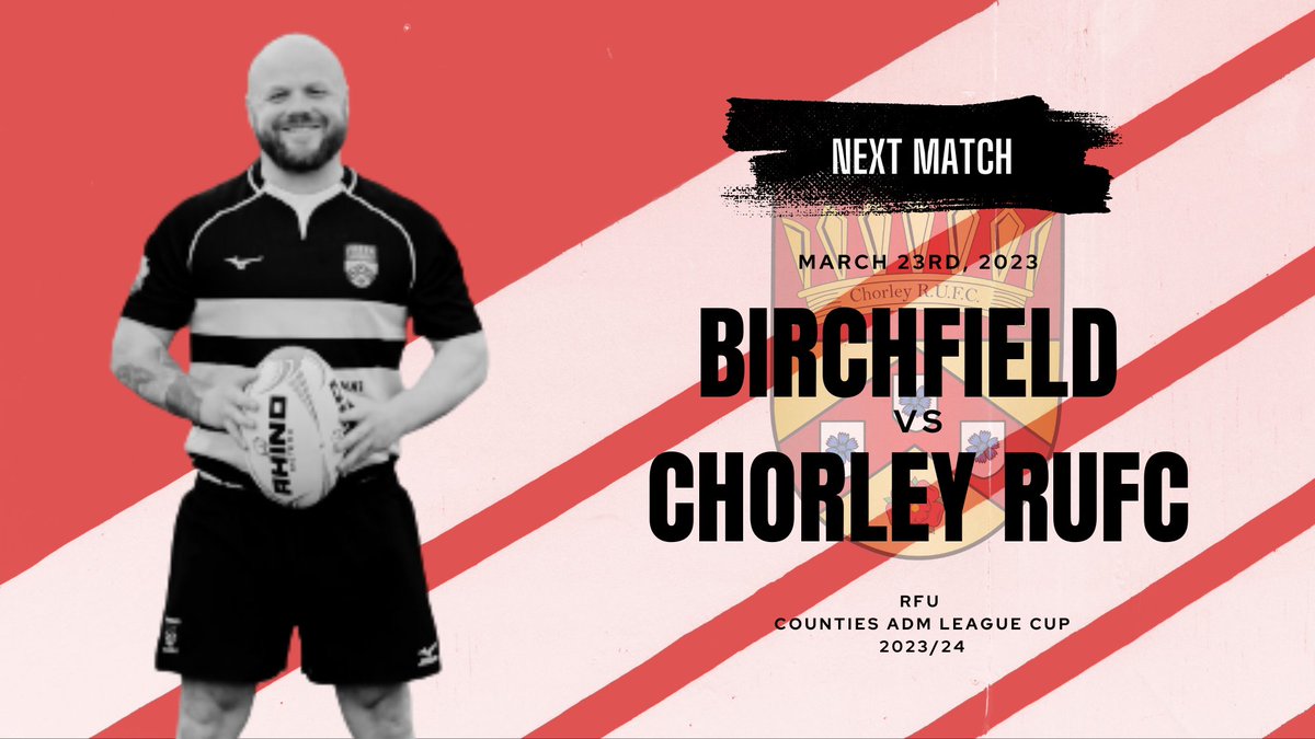 Saturday, 23 March 2024
Birchfield RUFC V Chorley RUFC
3PM Kick Off 
Wilmere Lane, Widnes WA8 5UP