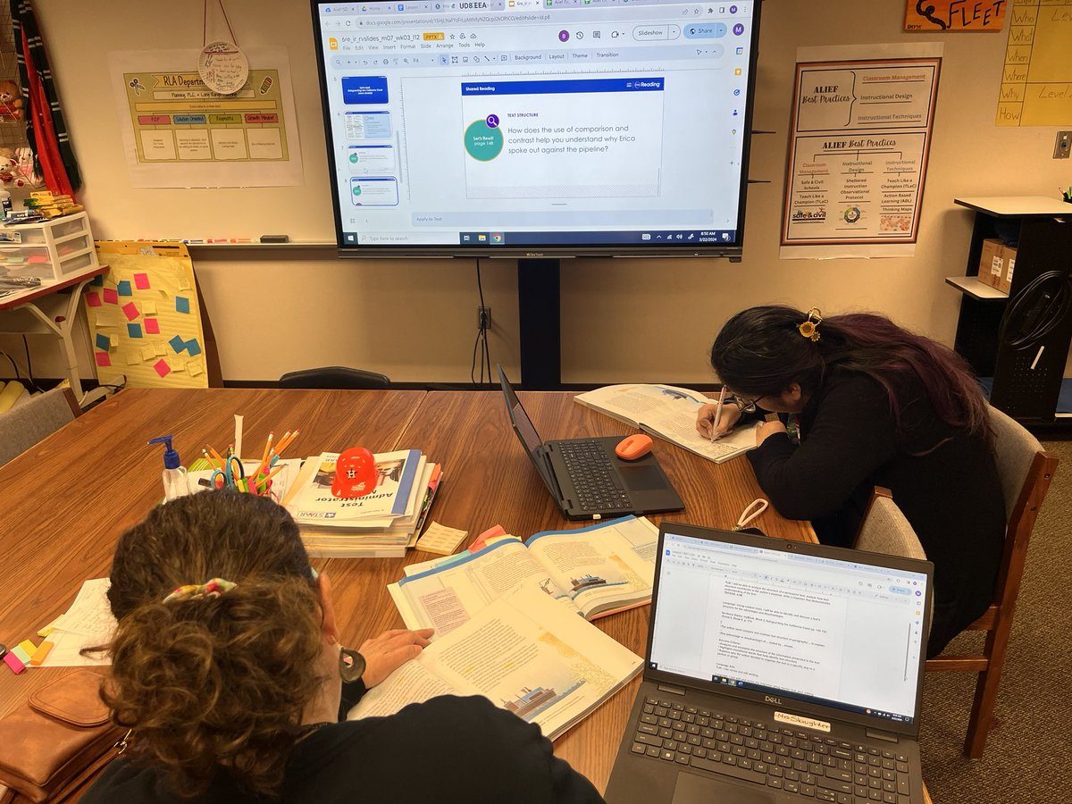 MsHdzTweets's tweet photo. 6th grade teachers @KlentzmanTigers working during their planning time in the RLA office to Internalize, Differentiate, and ensure student success! @AliefISD @MariaRSlaughter https://t.co/TLViJhHCJb