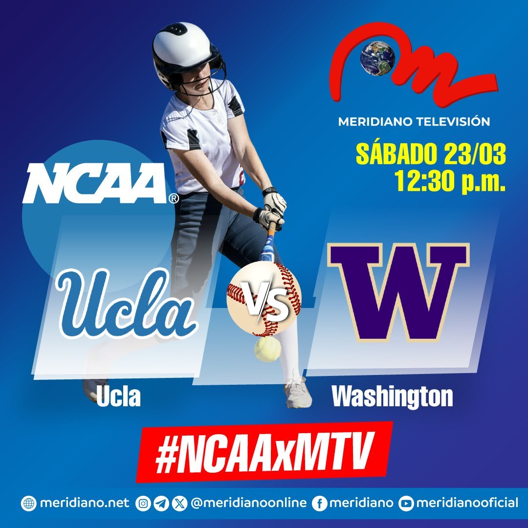 revistaronda's tweet photo. Doble jornada del deporte universitario americano #NCAAxMTV
.
HOY 23/03
Softboll Femenino
UCLA 🆚 Washington
12:30p.m.
.
USC🆚UCLA
2:00p.m.
.
Disfruta la mejor programación que sólo los especialistas en deporte pueden ofrecerte.
.
#meridiano #softboll #deporte #USA https://t.co/D50Z2EfINe