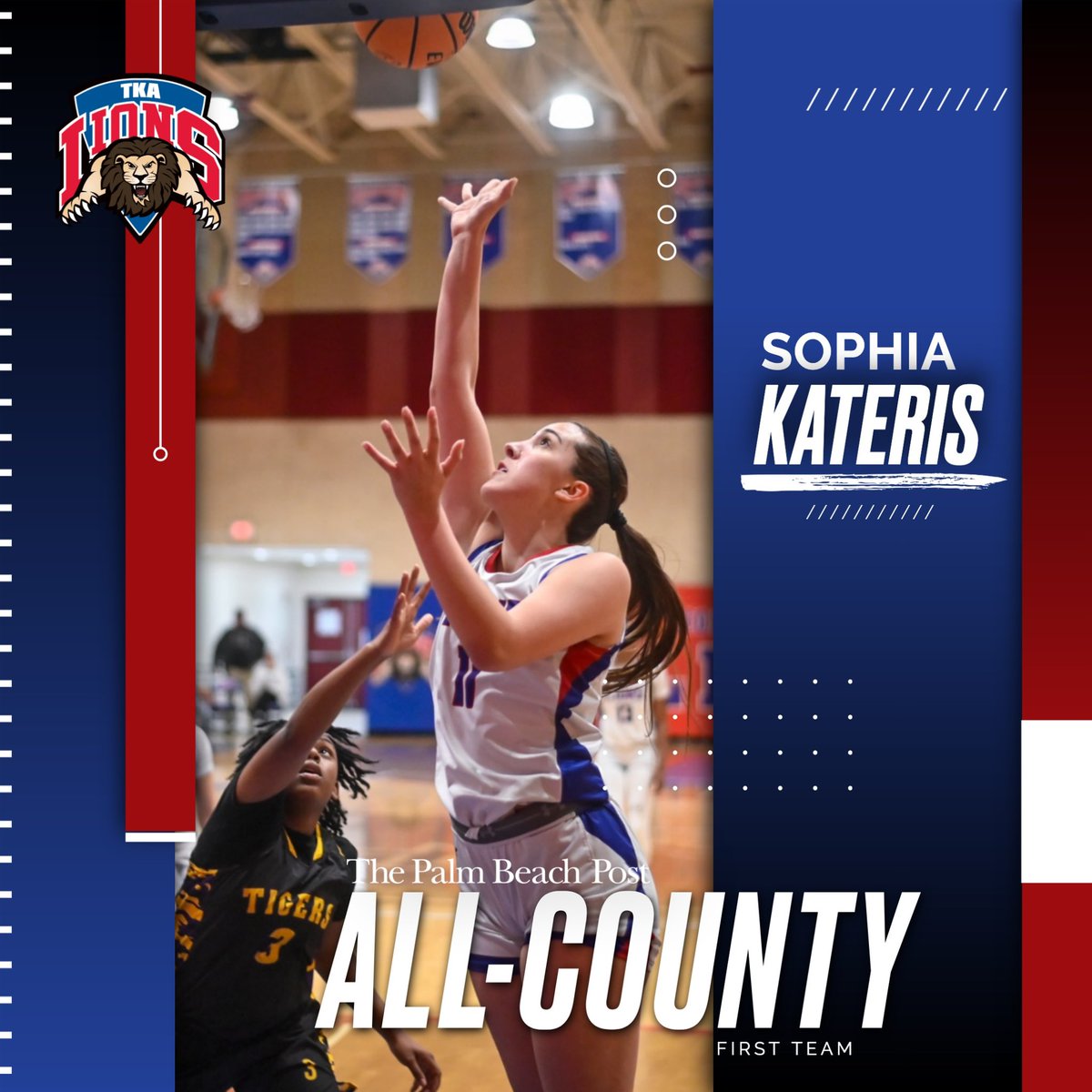 The King’s Academy Athletic Dept. (@tkalions) on Twitter photo Three Lions were named first team all county by the Palm Beach Post! Congratulations to Jade Jones, Bri George, and Sophia Kateris on being selected to the first team! #tkahoops 🏀
<a href="/tkalionsgirlsbb/">TKALionsgirlsbball</a> <a href="/TKAWPB/">The King's Academy</a> <a href="/pbphighschools/">Post on High Schools</a> <a href="/CoachRace33/">Chris Race</a> Three Lions were named first team all county by the Palm Beach Post! Congratulations to Jade Jones, Bri George, and Sophia Kateris on being selected to the first team! #tkahoops 🏀
<a href="/tkalionsgirlsbb/">TKALionsgirlsbball</a> <a href="/TKAWPB/">The King's Academy</a> <a href="/pbphighschools/">Post on High Schools</a> <a href="/CoachRace33/">Chris Race</a>