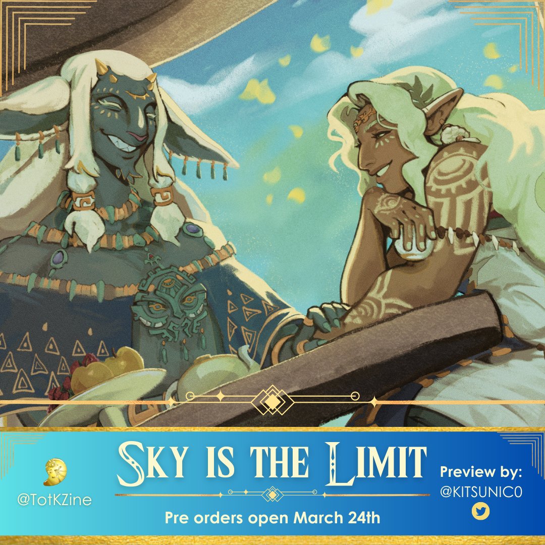 💛 Art Preview: Kitsunico 💛

It's tea time! Rauru and Sonia look so perfect together, even more in @KITSUNIC0's art!

Enjoy this and many more amazing TotK content by preordering NOW!