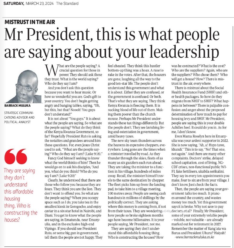 Are you listening Mr Ruto?