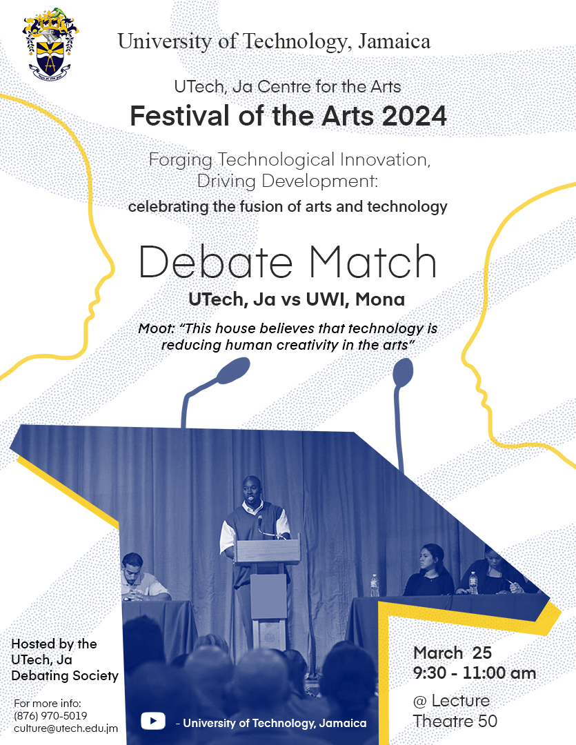 UTechJamaica's tweet photo. We're thrilled to invite you to our Festival of the Arts on March 25-26. Immerse yourself in a world of creativity and togetherness as we host a debate, panel discussion, and booths filled with excitement. Mark your calendars for this special event!
#utech #utechja #campusevents https://t.co/k5KATnCuf8
