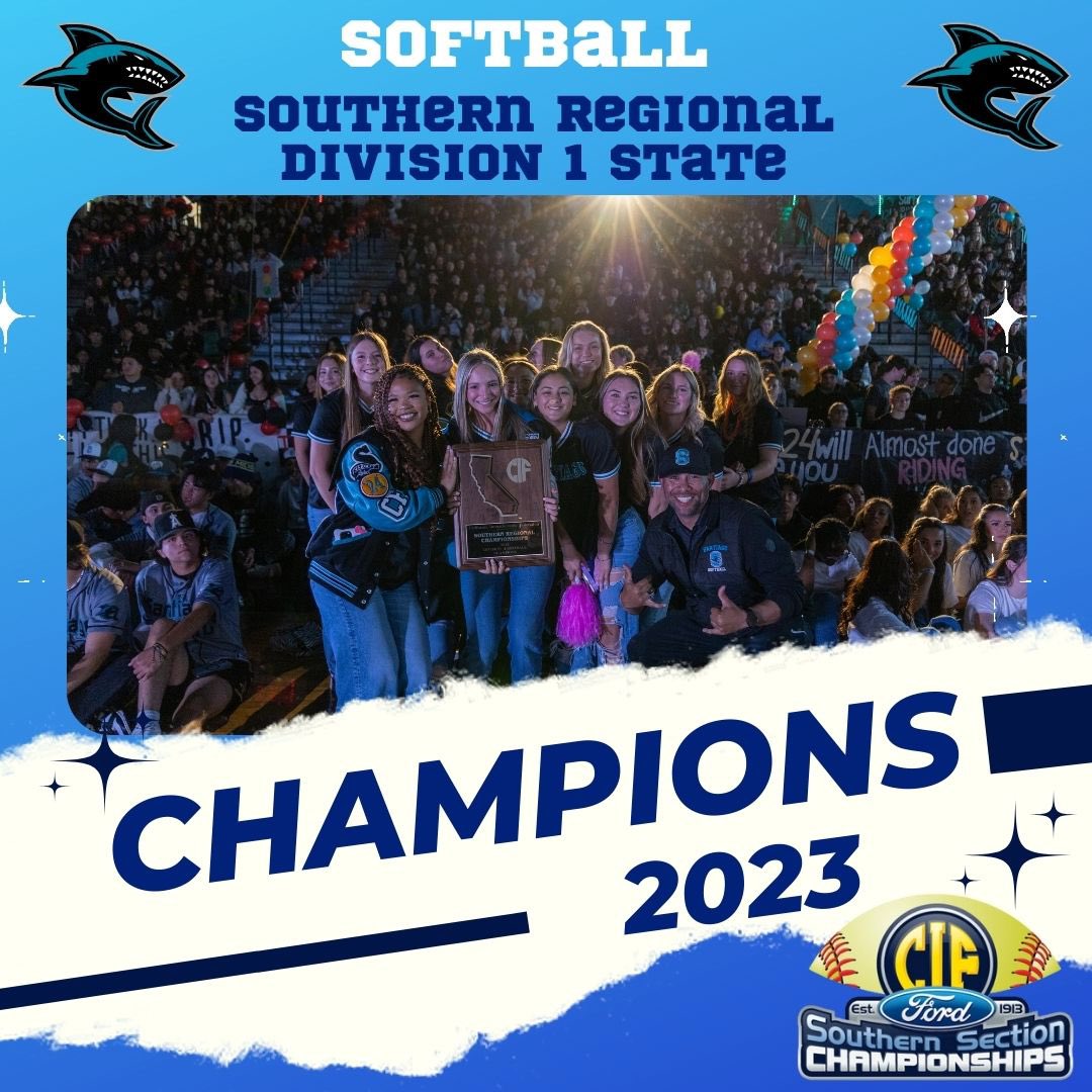 Day 4/4 in honoring our Champions… Please help me honor our 2023 Girls Softball Division 1 State Champions. Great job Sharks! We are so proud and want to congratulate you on an amazing season. #gosharks #cifstatechampionships #statechamps #statechampionship
