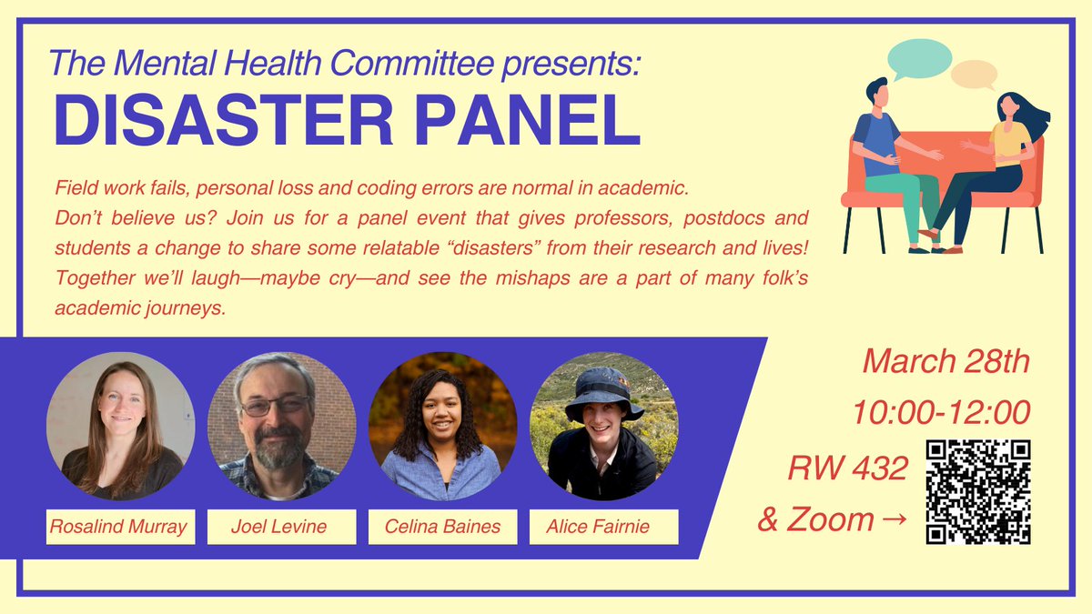 Join us for Disasters Panel next Thursday 10-12! 🍇RW432 and on YouTube: shorturl.at/pqyMS 🍋Vegetarian lunch will be served 🍓RSVP here: forms.gle/AQodtEGLAGLNCF…