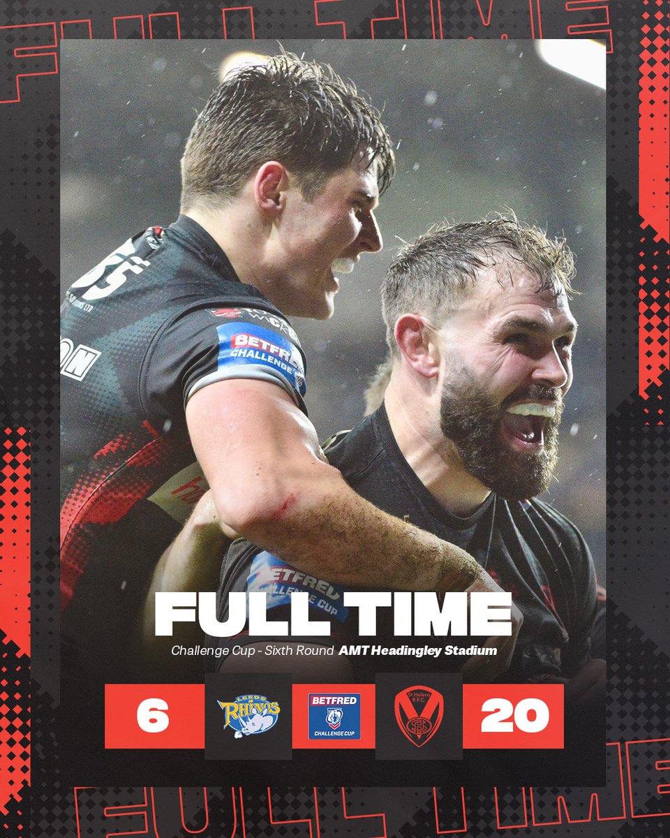 🎩 The Saints are in the hat for @TheChallengeCup quarter-finals with a win over Leeds at Headingley! Our second win at the Rhinos' home in seven days! #COYS