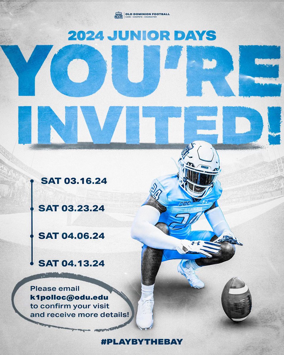 I will be attending ODU Saturday for their Junior Day. 
Thanks for the invite <a href="/Coach__Seiler/">Blake Seiler</a>