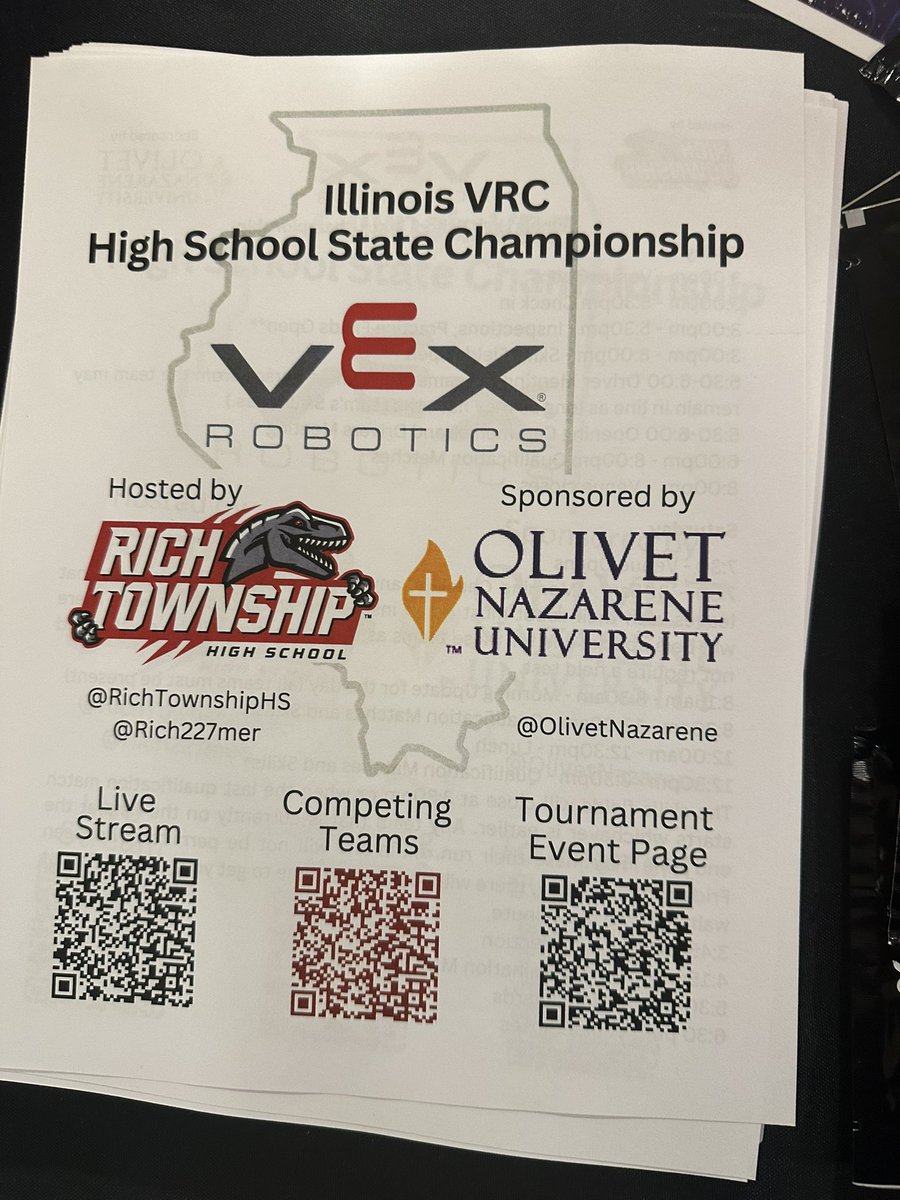 Raptor Activities and School Pride (@rthsactivities) on Twitter photo <a href="/VEXRobotics/">VEX Robotics</a> Illinois State Championship hosted by <a href="/RichTownshipHS/">Rich Township HSD 227</a> is underway at <a href="/OlivetNazarene/">Olivet Nazarene</a> University <a href="/VEXRobotics/">VEX Robotics</a> Illinois State Championship hosted by <a href="/RichTownshipHS/">Rich Township HSD 227</a> is underway at <a href="/OlivetNazarene/">Olivet Nazarene</a> University