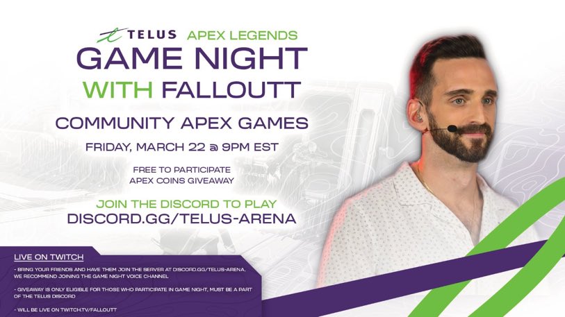 WE’RE BACK. Excited to be running another monthly Community Customs night with our friends over at @TELUS. If we have enough people, we’ll run BR customs If not, we’ll run the new TDM Ranked Ladder system in TELUS’ discord 9pm ET tonight - I’ll be streaming! See you there 🙌