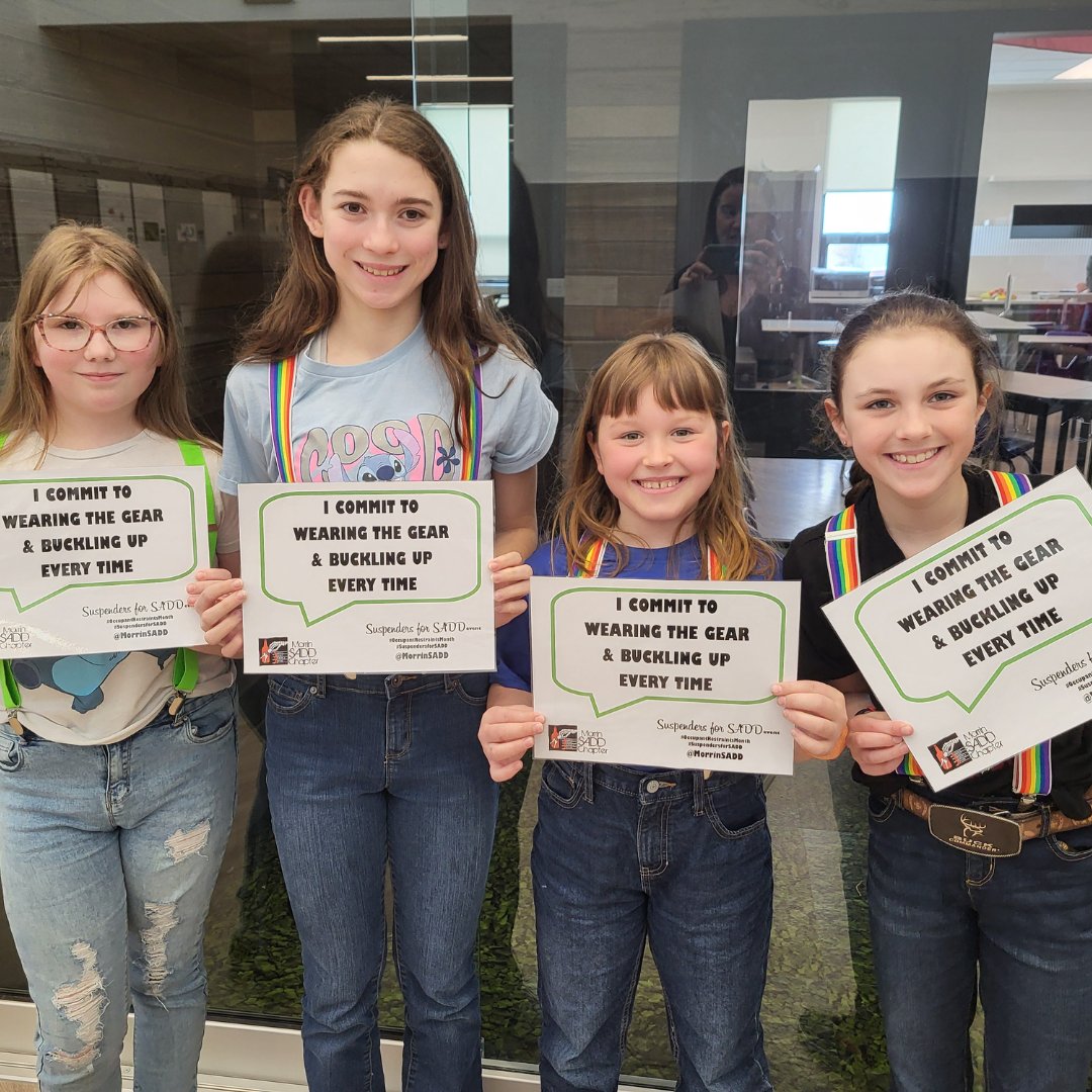 MorrinSWAT's tweet image. Today was our 𝗦𝘂𝘀𝗽𝗲𝗻𝗱𝗲𝗿𝘀 𝗳𝗼𝗿 𝗦𝗔𝗗𝗗 event - students and staff wore suspenders to raise awareness for the importance of proper seatbelt use,  &amp;amp;committed to wearing the gear &amp;amp; buckling up every time!

#OccupantRestraintsMonth #MorrinSWAT #MorrinSADD @SADD_Alberta