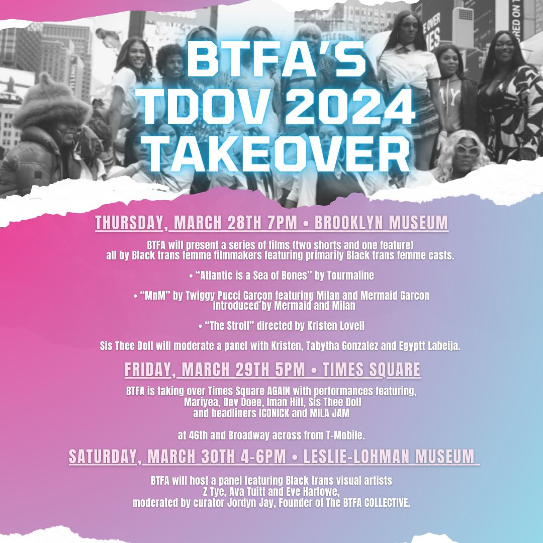 We are TAKING OVAH New York City for International Trans Day of Visibility next week! come OUT & show LOVE to your FAVES! 💜✨🤭 @tourmaliiine @LadyTabytha @MilanGarcon @mariyeaaaa @devdoee @MissImanHill @ucancallmesis @iconickPEN @themilajam & MANY MORE!! #tdov