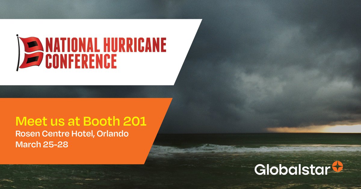 Join the Globalstar team next week at the National Hurricane Conference in Orlando, Florida. The Globalstar team will be at booth #201. Swing by and chat with us about how we can help prepare your business with satellite solutions that ensure reliable connectivity.