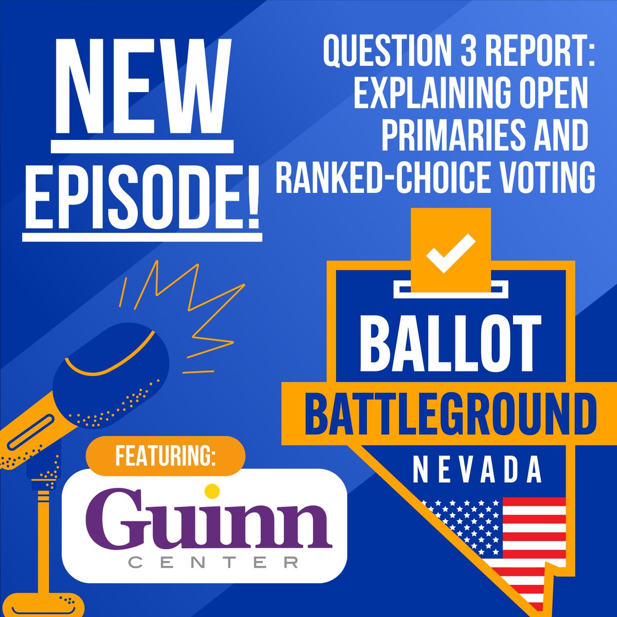 NEW POD 🎙️

What is Question 3? New research shows most Nevadans still don't know much about open primaries and ranked-choice voting.

<a href="/GuinnCenter/">Kenny Guinn Center for Policy Priorities</a> joins Ballot Battleground: Nevada this week to explain these proposed election reforms and share what their report found.