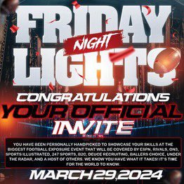 I am blessed to receive an invite to Friday Night Lights. Time to show off my hard work🙏🏽🏈 @routeking_1 @RecruitGeorgia @BenMoore247 @Cats_Recruiting @coachcfrazier @CoachGlaze13