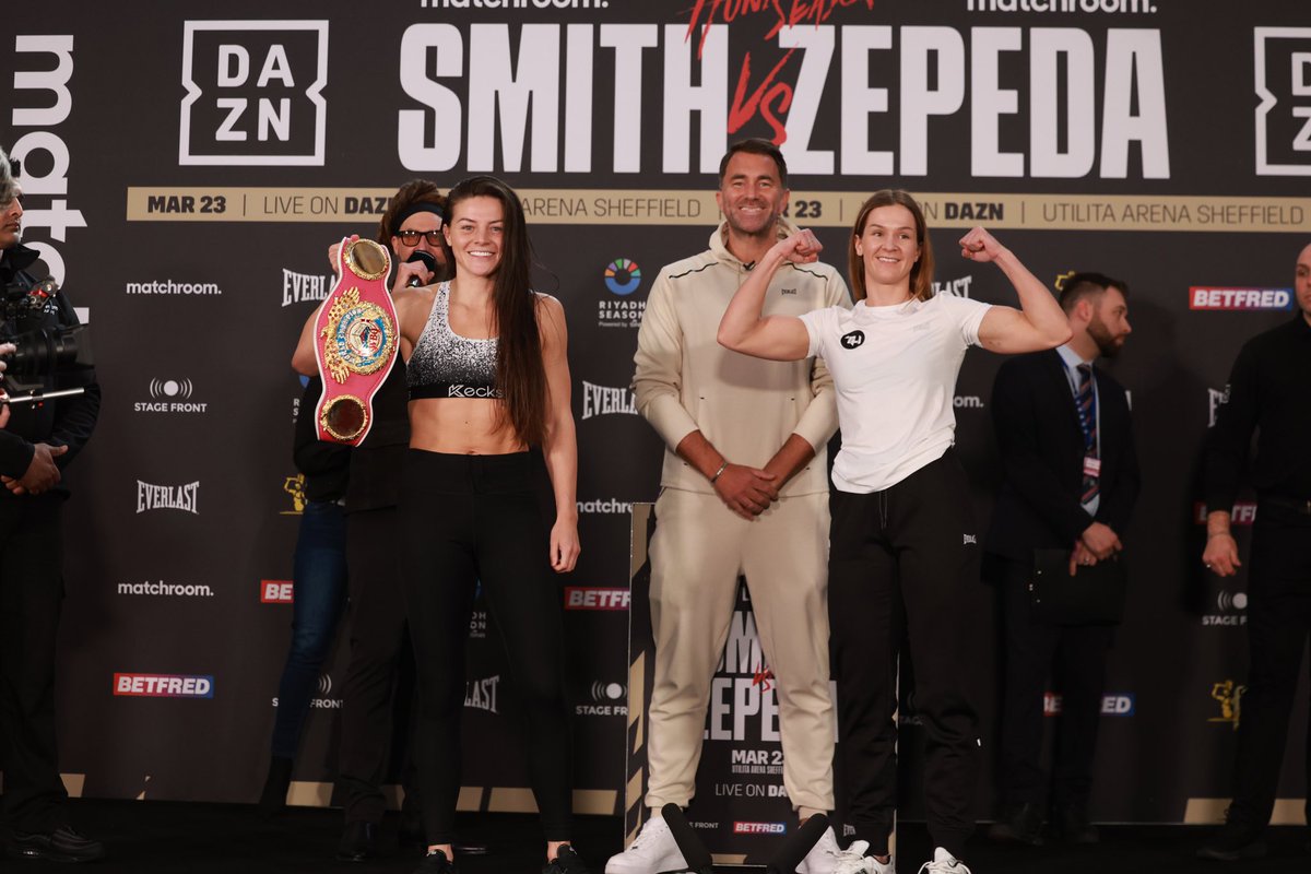 Tomorrow can’t come soon enough! Huge fight between two British World Champions 🔥🔥 Sandy Ryan defends her WBO World Welterweight Title against 2 weight World Champion, Terri Harper! Watch live on @DAZNBoxing 📸 Mark Robinson/Matchroom #ryanharper #sandyryan #terriharper