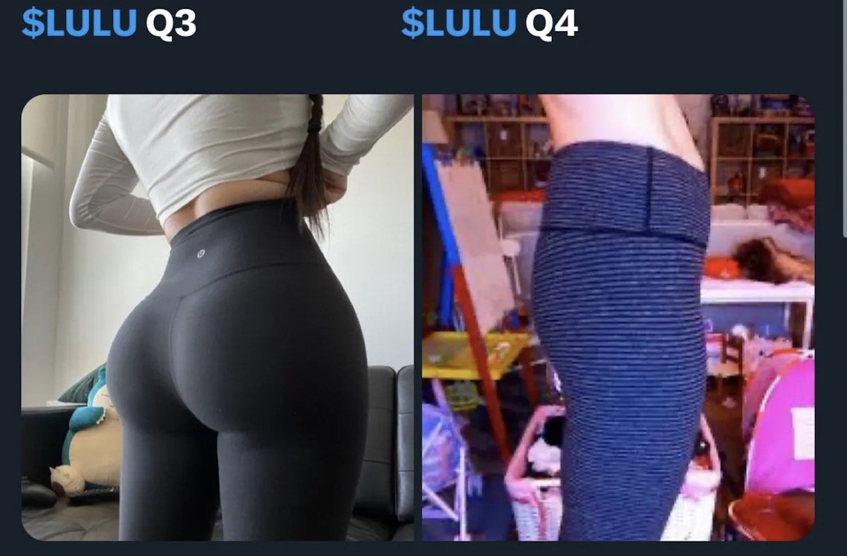 Lol #lulu stock after earnings. Always thought their yoga pants were overpriced