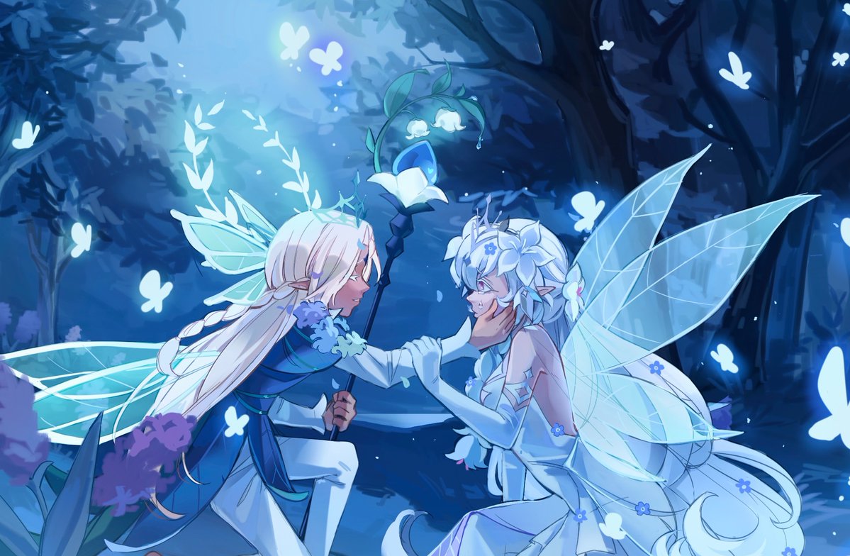 CRKingdomEN's tweet photo. "My dreams, my soul, my world hold no meaning if not you, My Queen. I came to you to pledge my love eternal. Let me dwell forever by your side." 🧚💐

Fanart by @drearyplace. Tag us to be featured!  

#CookieRunKingdom #CookieRunFanart #PureVanillaCookie #WhiteLilyCookie https://t.co/F7kGXcyrGB