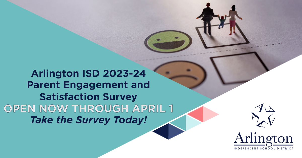 Arlington ISD parents: The 2023-24 Parent Engagement and Satisfaction Survey is open! Completed surveys help us continue to make improvements on your child’s campus. Take the survey today. Click the link to begin: arlingtonisd.sjc1.qualtrics.com/jfe/form/SV_8w….