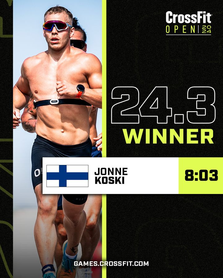 gritgrindhustle's tweet photo. Congratulations to three time @CrossFitGames athlete Rebecca Fuselier 🇺🇸 and nine-time CrossFit Games athlete Jonne Koski 🇫🇮 — winners of Open Workout #24point3 for the Women’s and Men’s divisions, respectively! This marks Fuselier’s first Open workout win and Koski’s fourth. https://t.co/YmxaZzVT8s