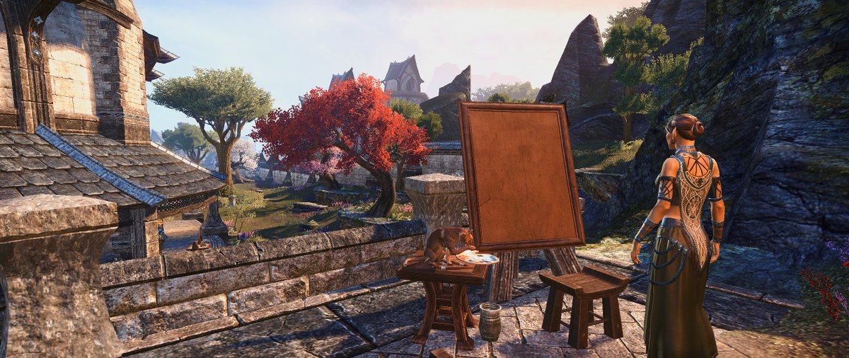 Xylluk's tweet photo. In my 6 years of playing ESO, I never knew about the NPC behind the Vulkhel Guard bank trying to do some painting. Seems like the cat wants to help out too! π¨π
#ESO #ESOFam #ElderScrollsOnline #Auridon #ElderScrolls https://t.co/fNIw3zGqCy