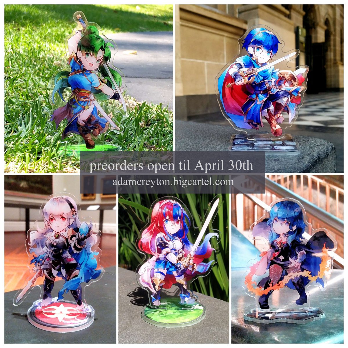 Preorders are now open for my new Fire Emblem acrylic stands!

They are based on the Scale Figures produced by Good Smile, reimagined in a chibi art style. Don't pay hundreds, when you can get yours for only $25!

Place orders, or browse more products, at:
adamcreyton.bigcartel.com