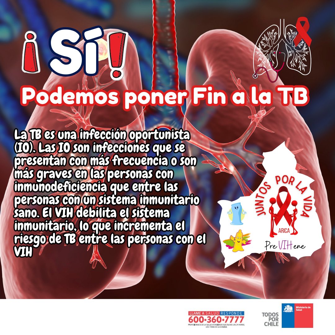 #24M #TB *¡SÍ! podemos poner fin a la TB* La Tuberculosis [TB] es un problema de salud pública en la Región de Arica y Parinacota. En Arica y Parinacota, el año 2023, la enfermedad tuvo una tasa de 35.8 casos x 100 mil habitantes. #DiaMundialDeLaTB