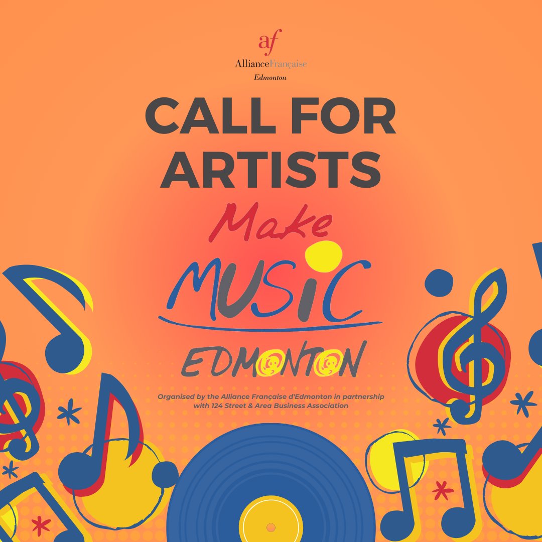Call for Artists! Make Music Edmonton is coming back to 124 Street &amp; Area on Saturday, June 22, 2024🎵Organized by Alliance Française d'Edmonton. Apply here: afedmonton.com/en/cultural-ev…

#shop124street