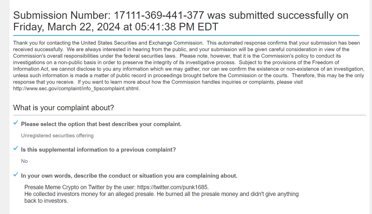 jBildea's tweet photo. @glacchhyy @punk1685 Report them to the SEC. The more reports the better https://t.co/ozBaPa2cM3