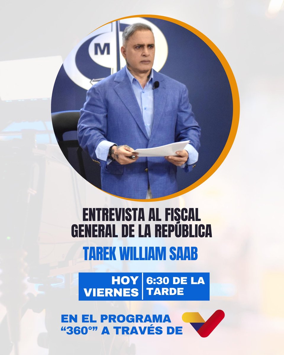 TarekWiliamSaab's tweet image. #VEA… 

hoy a las 6:30pm por @VTVcanal8 nuestra entrevista en #vivo en el programa 360 conducido por Boris Castellanos.