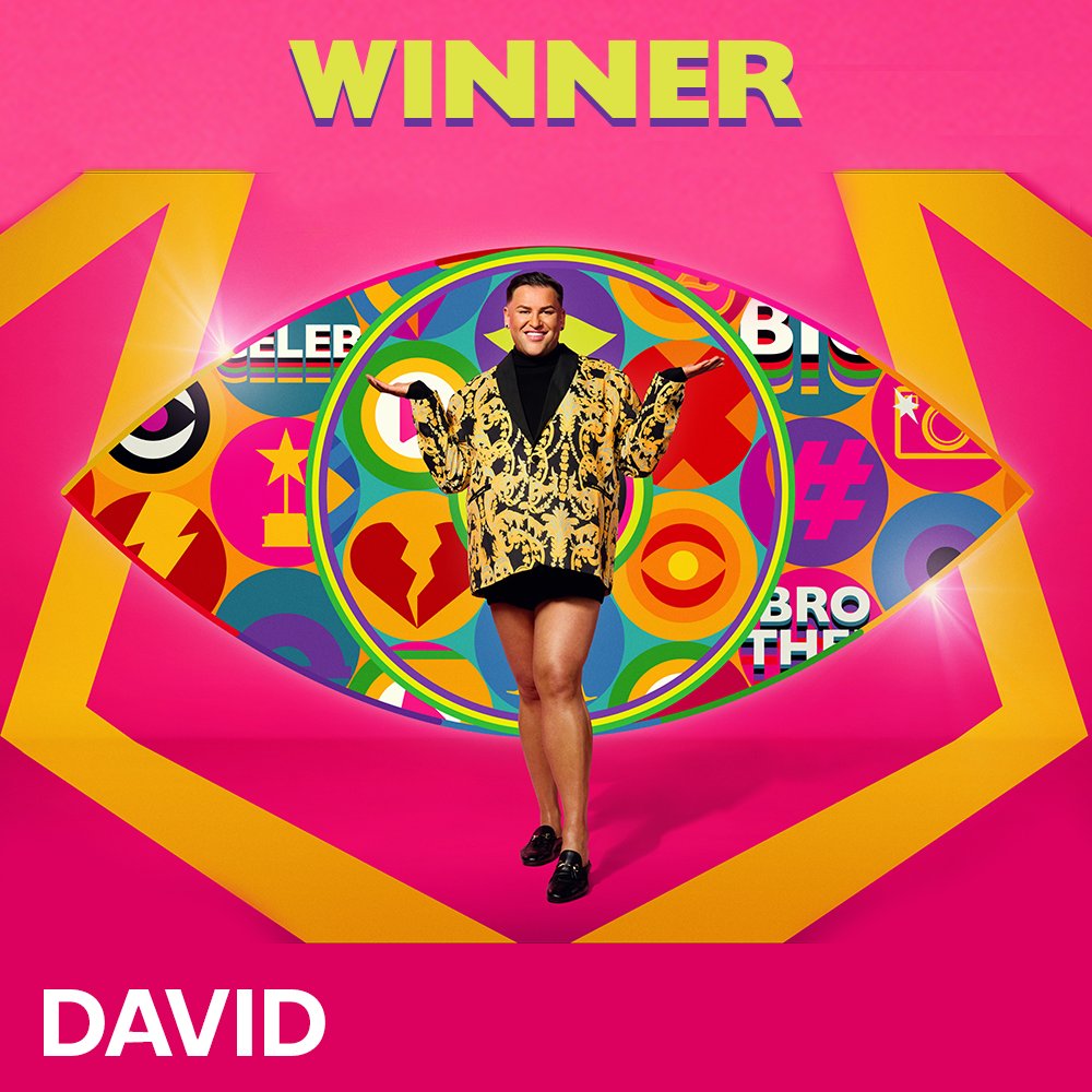 A massive congratulations to our Celebrity Big Brother winner, David🥂🎉 #CBBUK