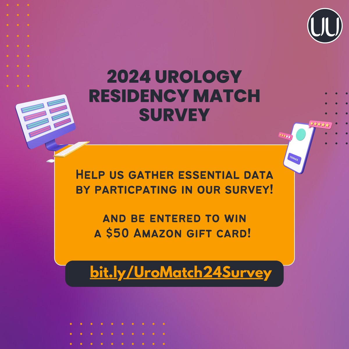 Attention 2024 Urology Residency Match Applicants! Share your Match insights! Our survey is for both matched & unmatched applicants. Help future urologists navigate the Match! Chance to win a $50 Amazon gift card! 🎁 Survey: bit.ly/UroMatch24Surv… @AmerUrological @Uro_Res